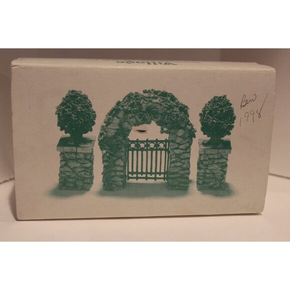 Dept 56 Village Accessories - Stone Corner Posts with Holly Tree and Stone Archw - Picture 3 of 4